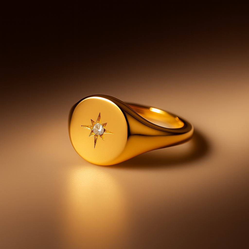 Compass Star Signet Ring
