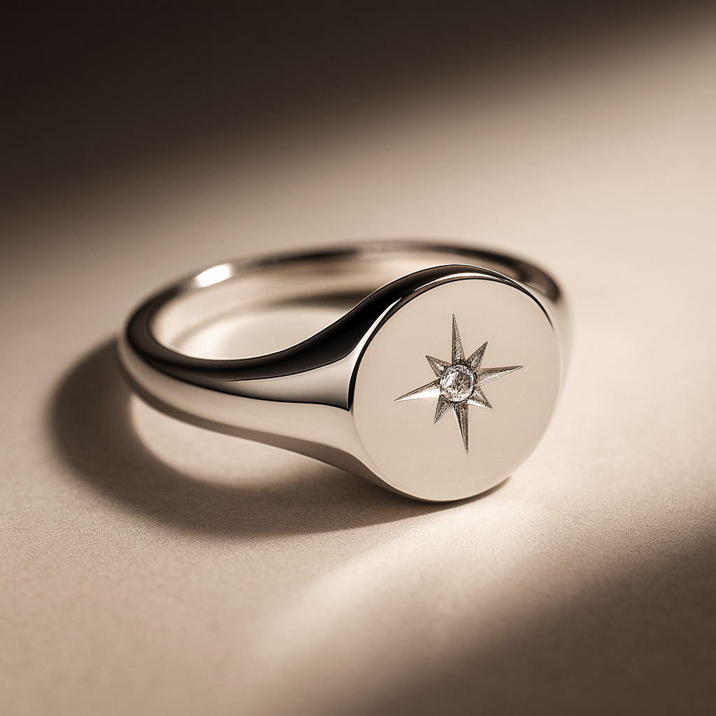 Compass Star Signet Ring