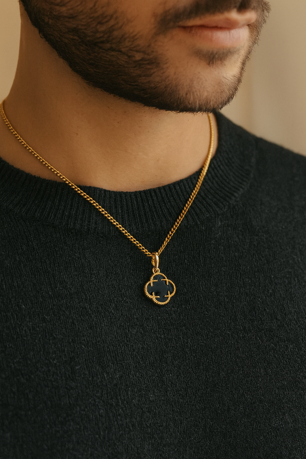 Onyx Clover Stone Pendant