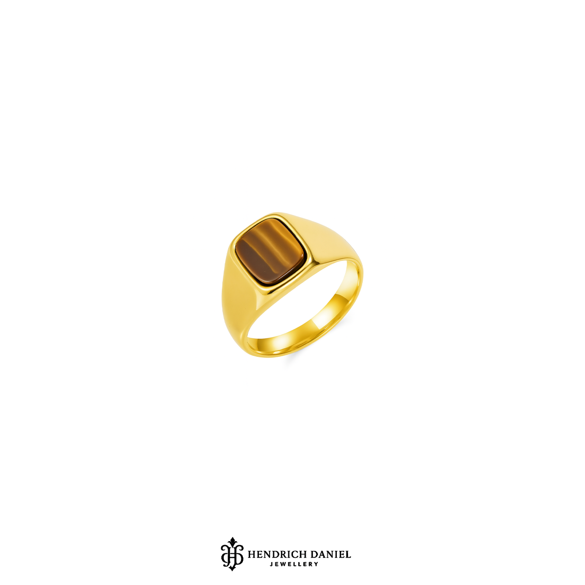 Squared Tiger’s Eye Stone Signet Ring