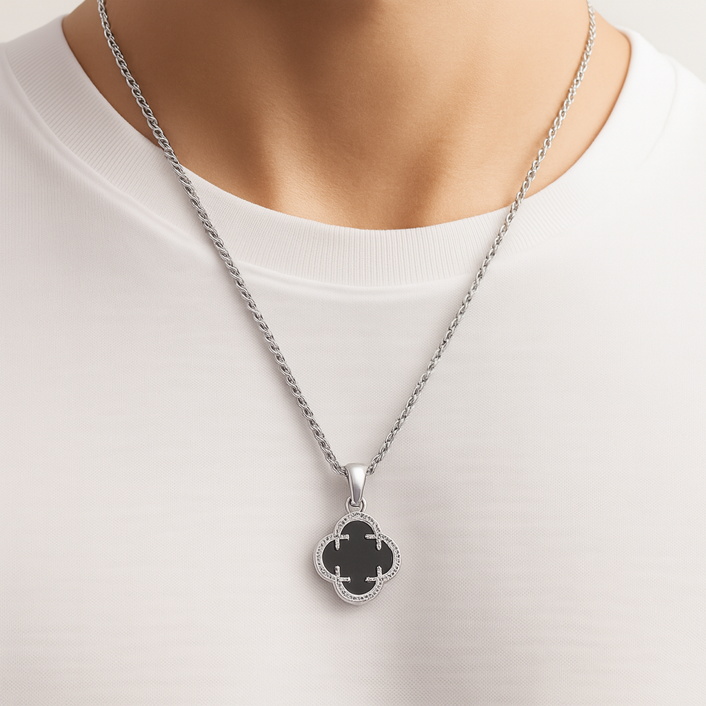 Onyx Clover Stone Pendant