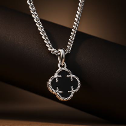 Onyx Clover Stone Pendant