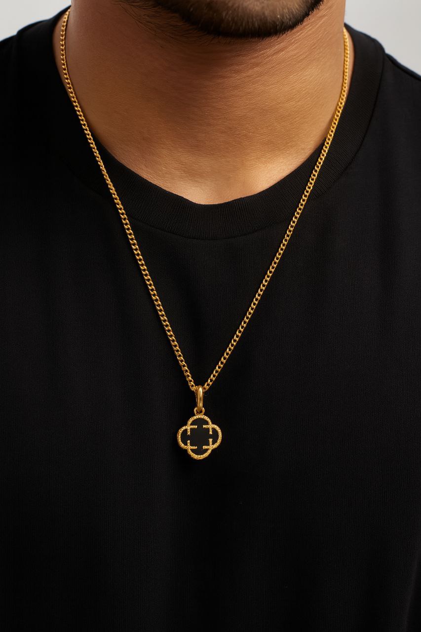 Onyx Clover Stone Pendant