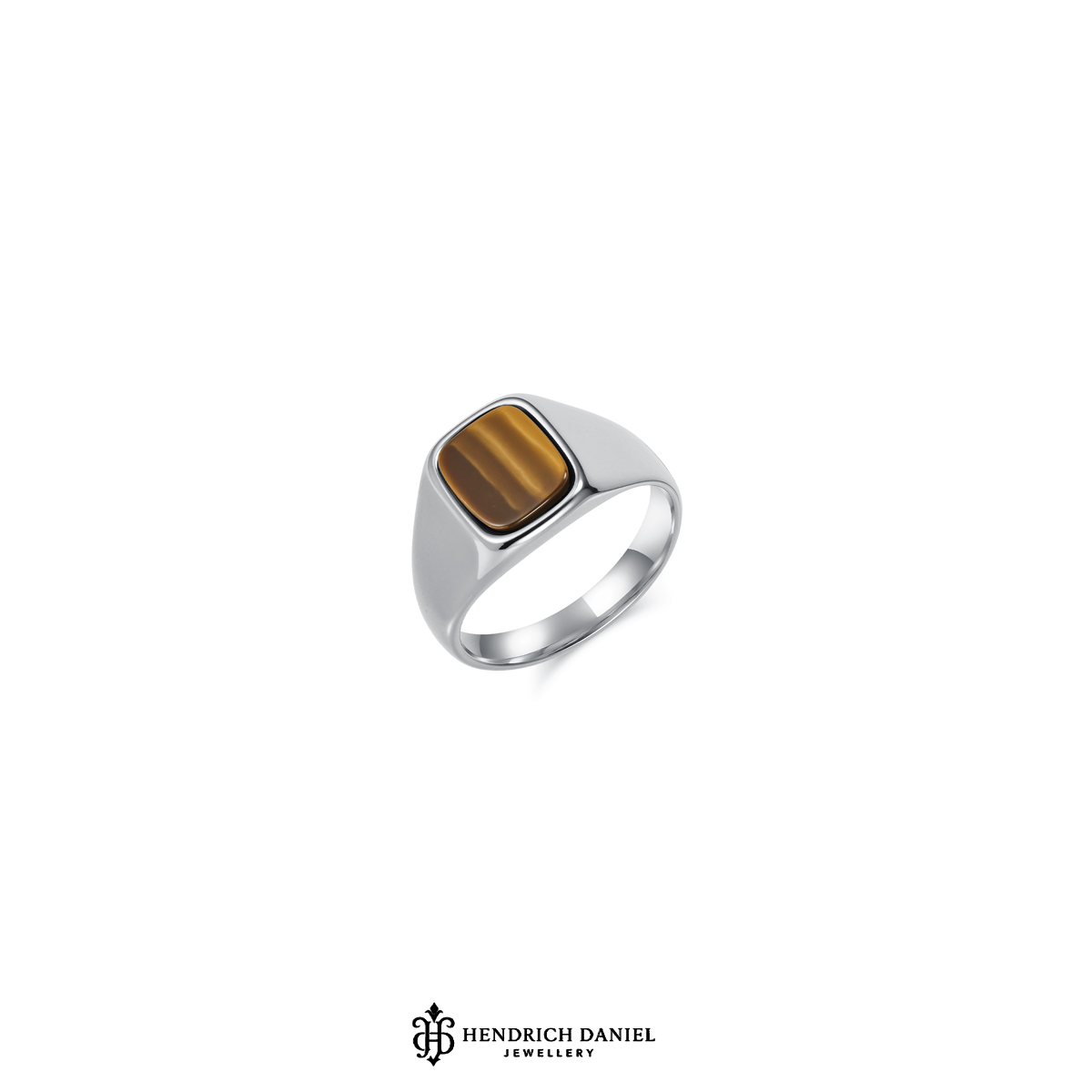 Squared Tiger’s Eye Stone Signet Ring